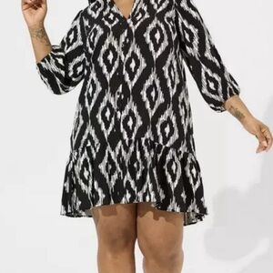 Torrid Black and White ikat Dress